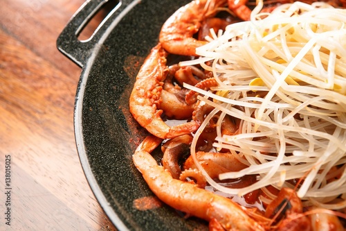 jukkumi sewu. Stir-fried Small Octopus with shrimp
