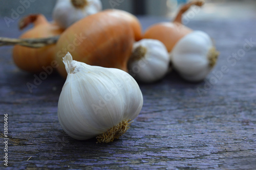 Organic food onion and garlic