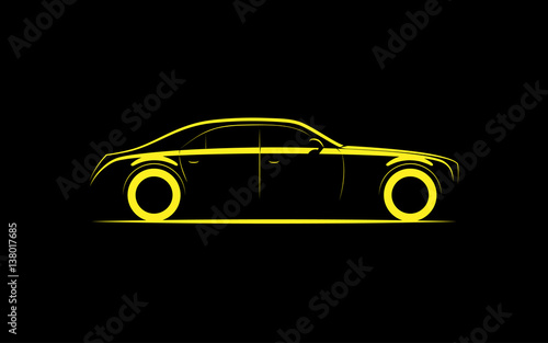 silhouette of a luxury business car on a black background