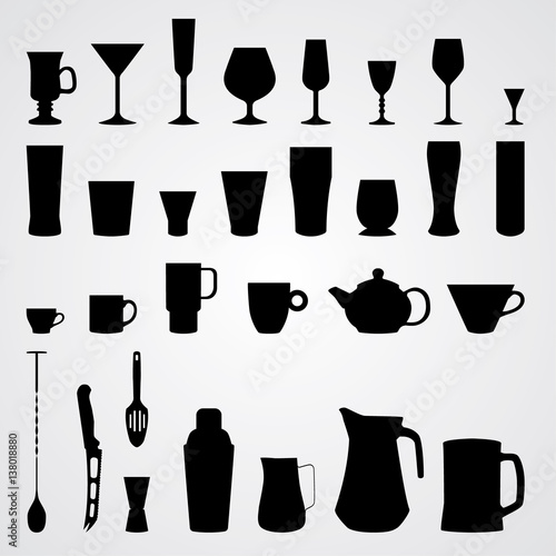 Bar glasses cups icon