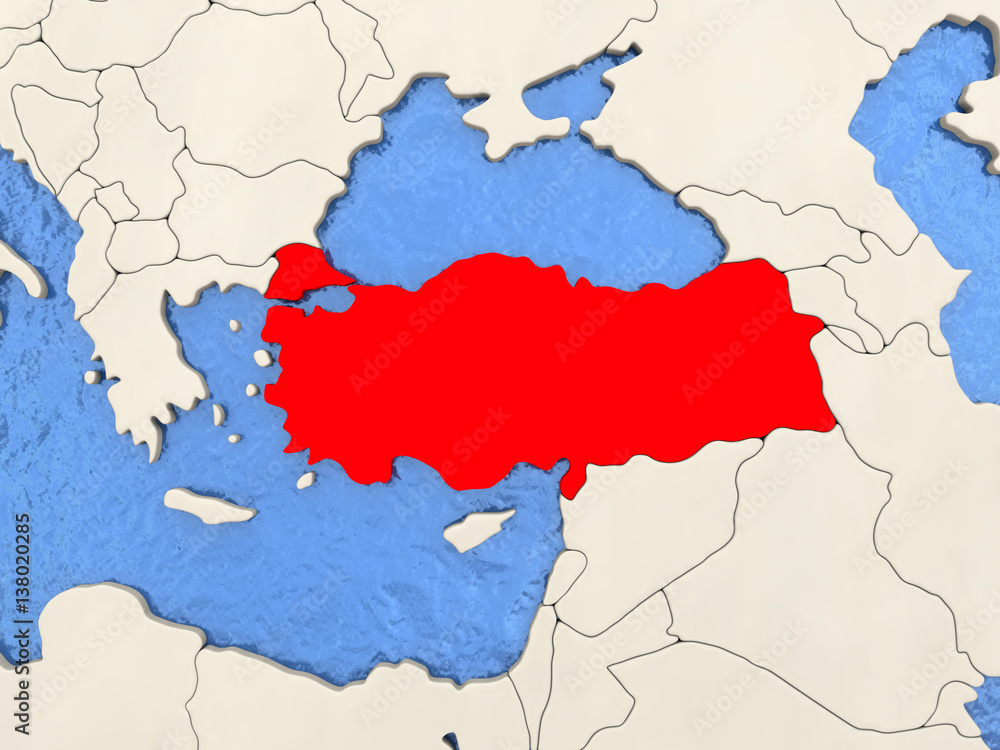 Naklejka premium Turkey on map