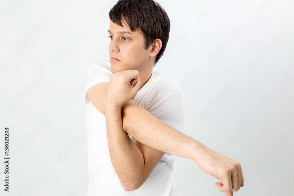 Obraz premium stretching young man