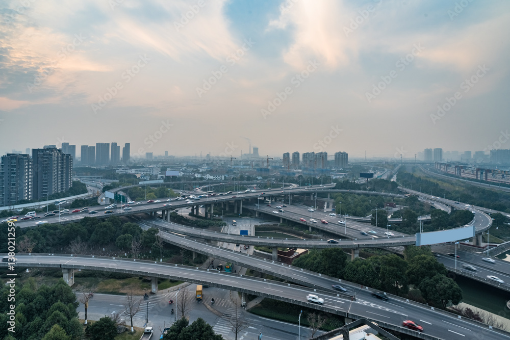 Aerial View of Suzhou overpass in China. Aerial View of Suzhou overpass in China.