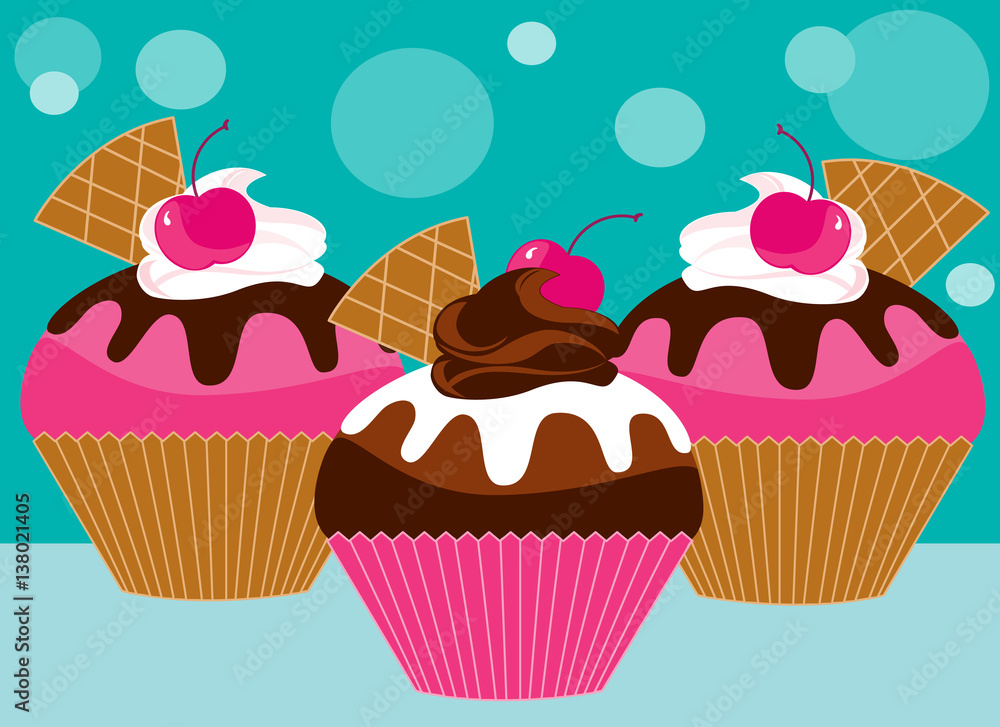 three pink cupcakes three pink cupcakes