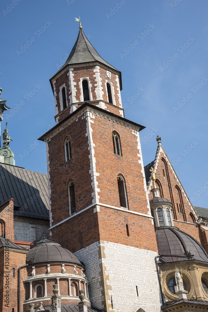 Royal Wawel Castle in Krakow Poland with its gardens,towers and cathedral