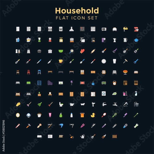 Household flat Icon Set