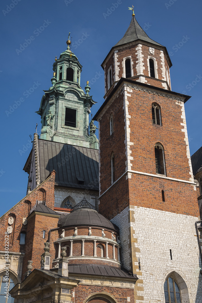 Royal Wawel Castle in Krakow Poland with its gardens,towers and cathedral