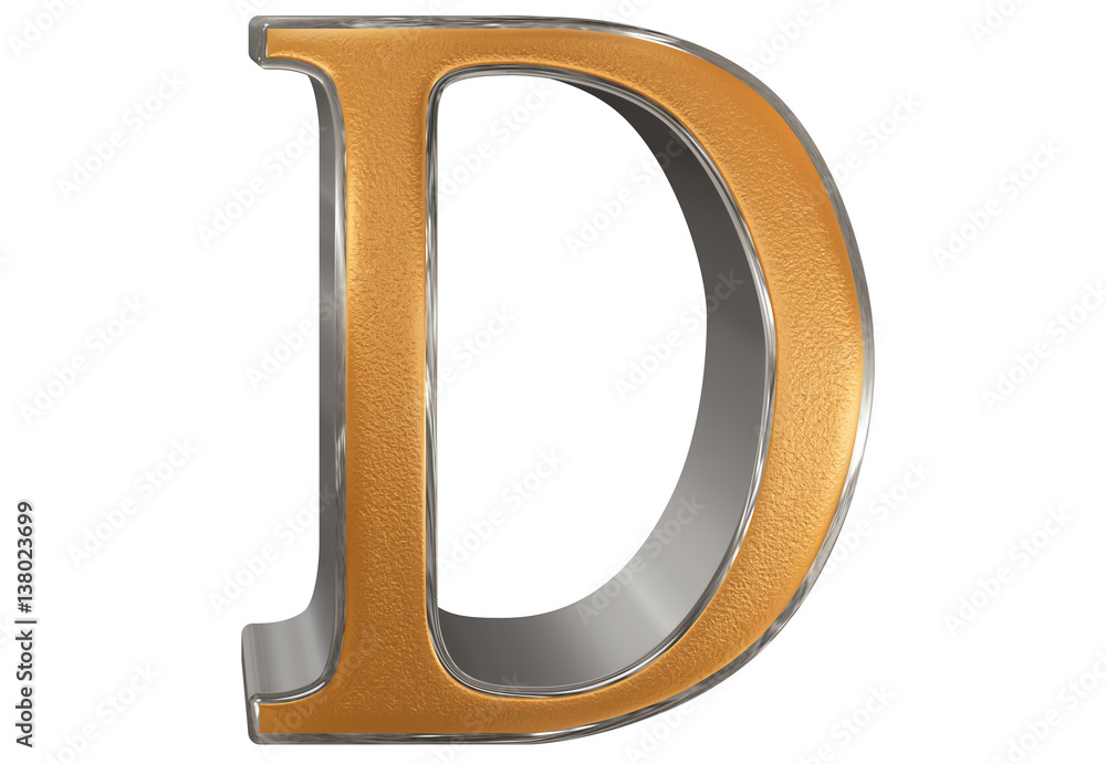 Uppercase letter D, isolated on white, 3D illustration Uppercase letter D, isolated on white, 3D illustration