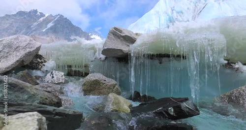River at Everest Base Camp on the glacier Khumbu- Nepal Himalayas. 