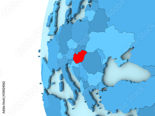 Hungary on blue globe photo