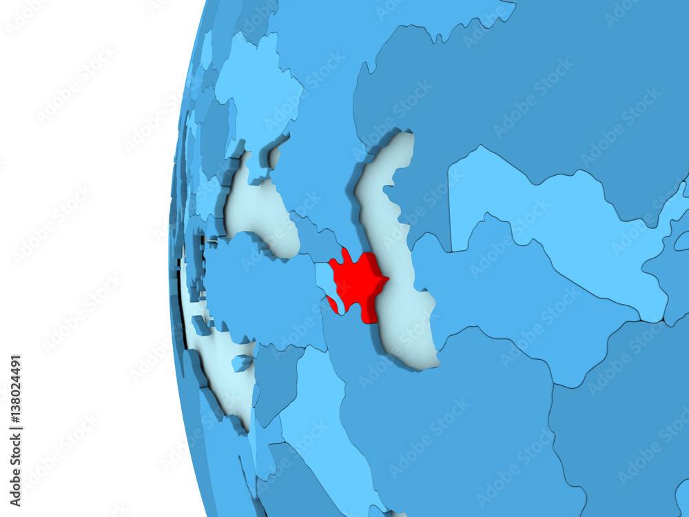 Azerbaijan on blue globe