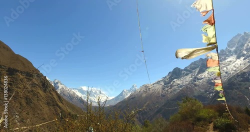 View near Namche Bazaar trek to the base camp of Mount Everest, Himalaya, Nepal.  photo