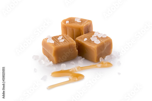 Carmel and sea salt on white