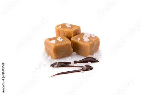 Carmel, sea salt and chocolate on white