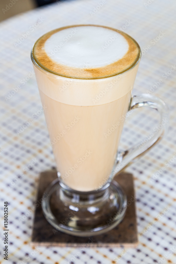cup of latte coffee on the table cup of latte coffee on the table