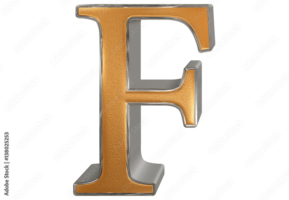 Uppercase letter F, isolated on white, 3D illustration Uppercase letter F, isolated on white, 3D illustration