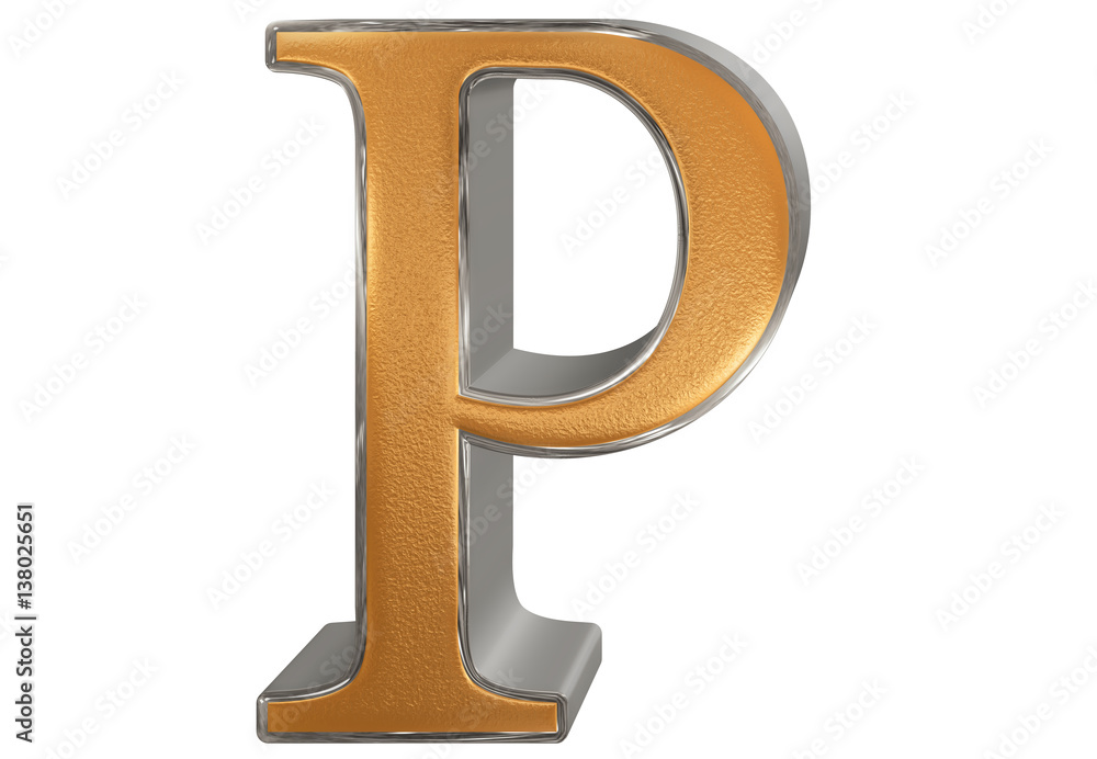 Uppercase letter P, isolated on white, 3D illustration Uppercase letter P, isolated on white, 3D illustration