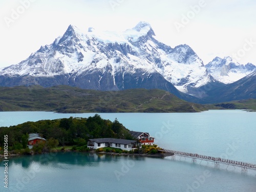 Stunning hotel on a small island in Lago de Toro with the beautiful Torres del Paine as a Backdrop. 