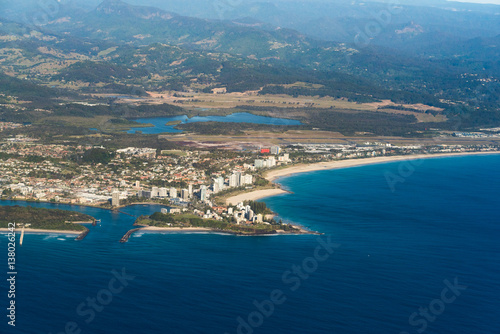 Fototapeta Naklejka Na Ścianę i Meble -  Aerial view of Coolangatta town and Geenmount beach