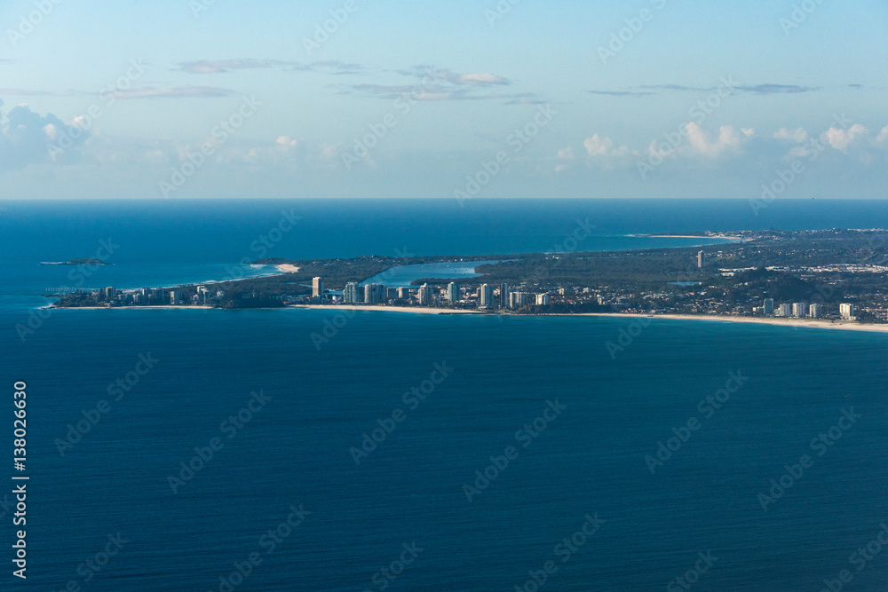 Aerial view of Coolangatta and Geenmount beach