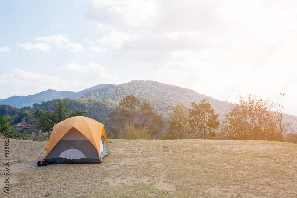 Camping Tents in Nature background