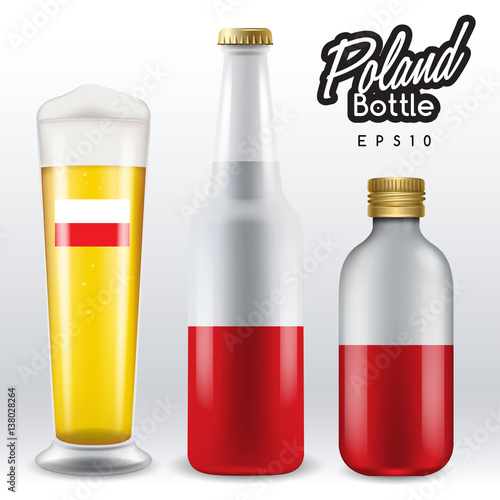 World flag wrapping on beer bottle : Poland : Vector Illustration