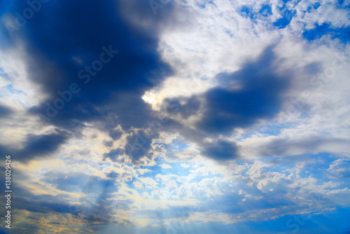 Sky with clouds and sun rays