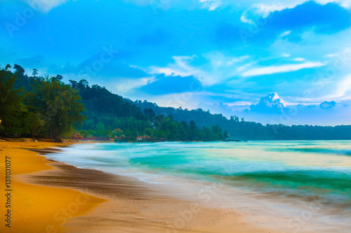 sunset and beach. Beautiful sunset above the sea