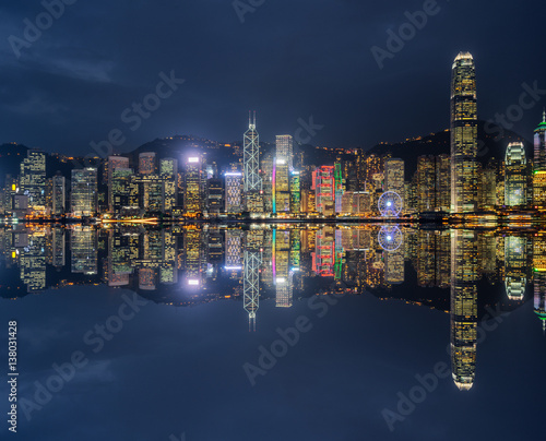 panoramic view of victoria harbor in Hong Kong China.