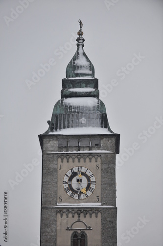 Winter am Stadtturm Enns, der 60m hohe Stadtturm ist das Wahrzeichen der ältesten Stadt Österreichs, Enns, Oberösterreich, Österreich photo