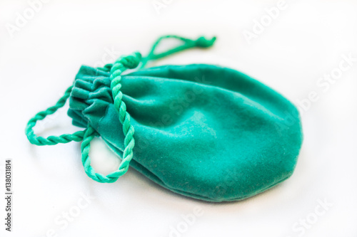 Pouch for storing jewelry on a white