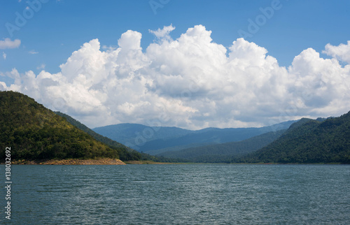 landscape mountains and water view in blue  sky, in kanchanaburi,thailand. © samurai
