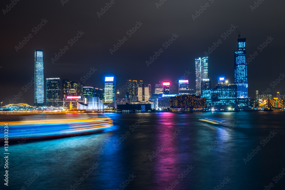 panoramic view of victoria harbor in Hong Kong,China.