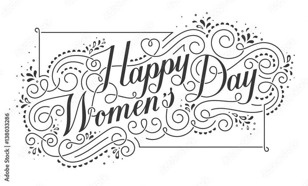 Happy Womens Day Calligraphic Text Design Element.