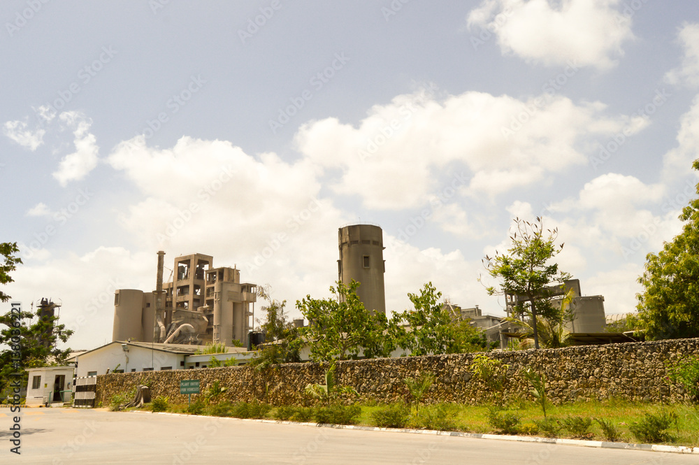 Concrete factory in nature