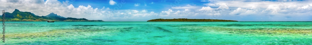 View of a sea at day time. Mauritius. Panorama