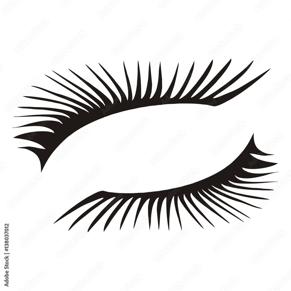 Fototapeta black eyelashes icon on a white background