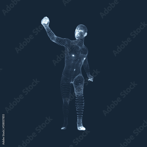 Walking Man. Human with arm up. Silhouette for sport championship.