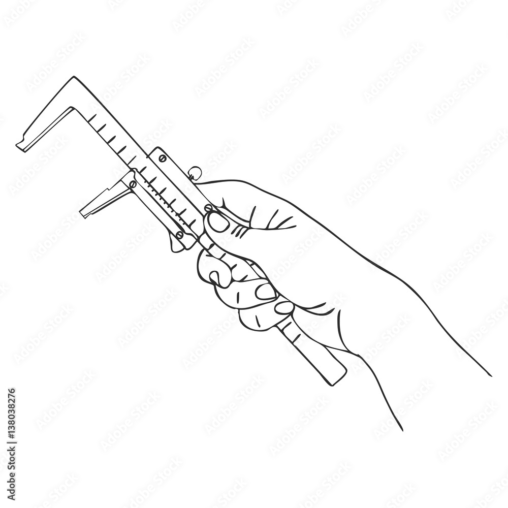 Naklejka premium vector hand with calipers