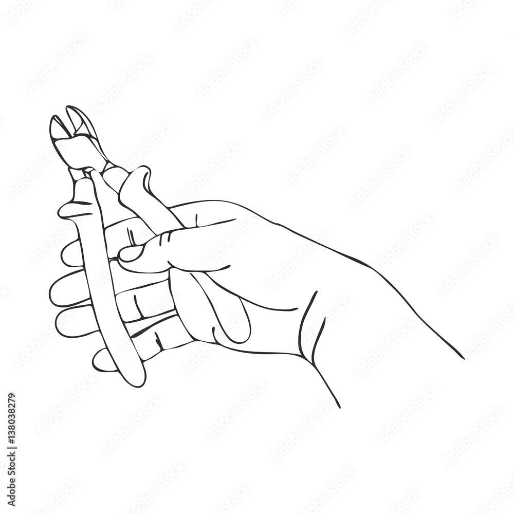 vector hand with nippers