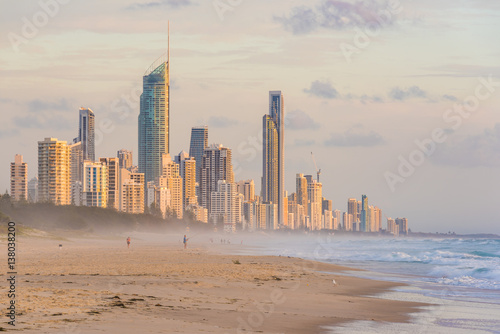 Surfers Paradise waterfront skyline as viewed from beach