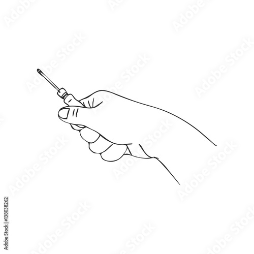 vector hand with screwdriver