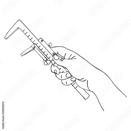 vector hand with calipers