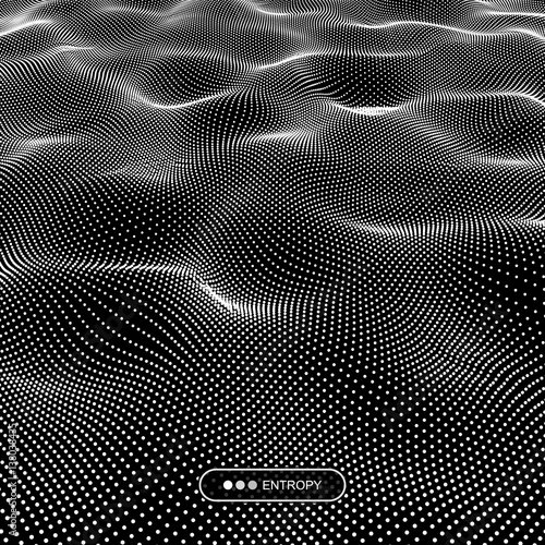 Array with Dynamic Particles. 3d Futuristic technology style. Texture.