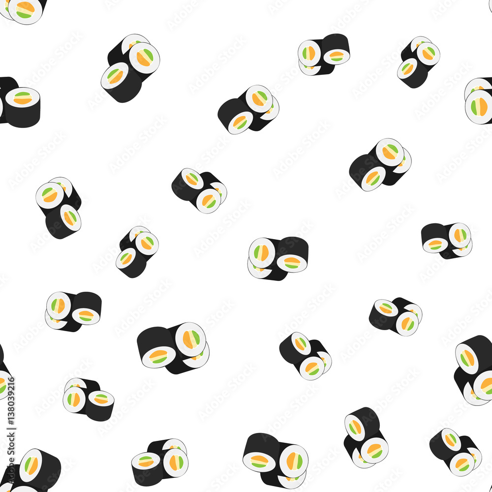 Sushi seamless pattern on white background Sushi seamless pattern on white background