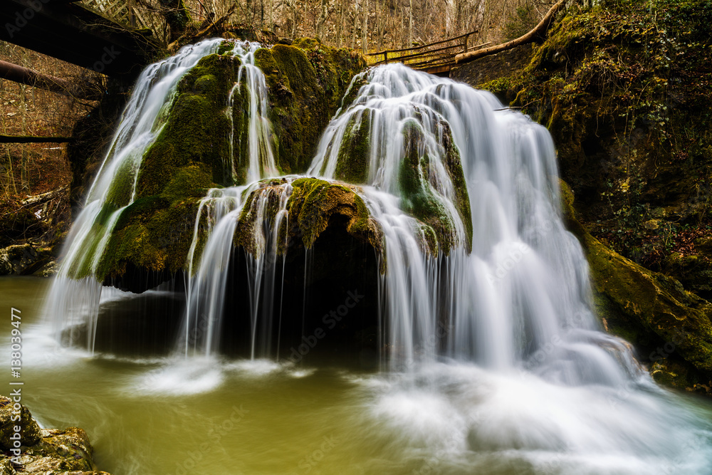 beautiful waterfall in Romania. waterfall Bigar