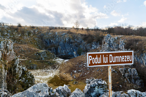 landscape with God's Bridge, a natural bridge in Romania photo