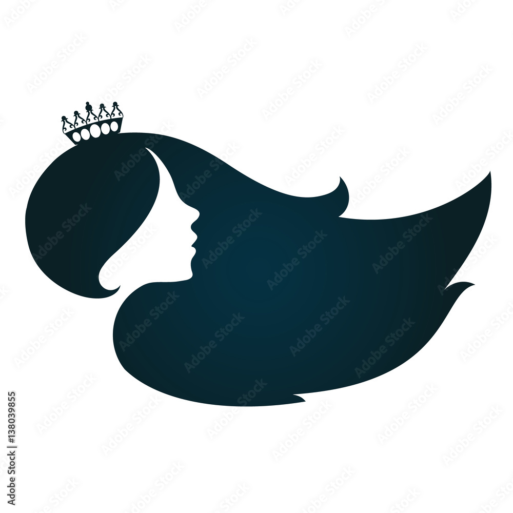 Profile of a girl with hair and a crown Stock Vector | Adobe Stock