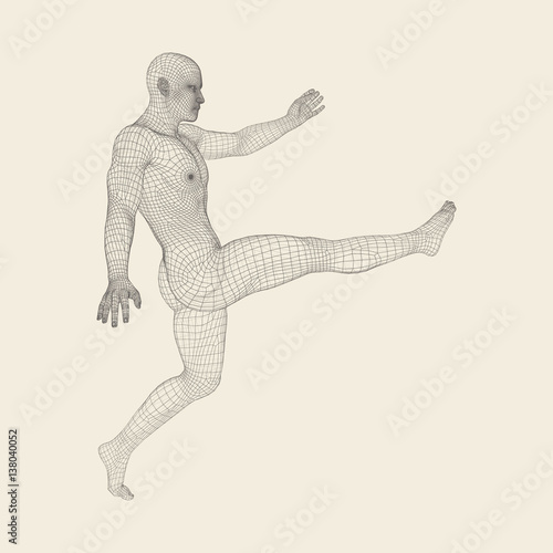 Football player. Sports concept. 3D Model of Man. Human Body.
