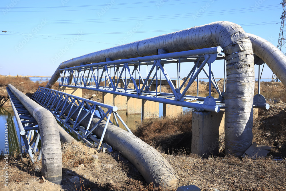 Oil field scene, oil pipelines and facilities Oil field scene, oil pipelines and facilities